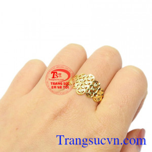 Nhẫn nữ vàng kim tiền tài lộc vàng 10k tinh tế.