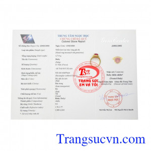 Nhẫn nữ vàng Ruby đẳng cấp