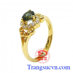 Nhẫn nữ vàng Sapphire trái tim mang lại vẻ đẹp trẻ trung, duyên dáng cho phái nữ,Nhẫn nữ vàng Sapphire trái tim