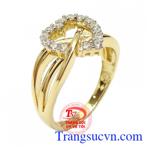 Nhẫn nữ vàng tình yêu viên mãn 10k nhập khẩu Korea thiết kế tinh tế, độc đáo