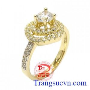 Nhẫn nữ vàng trái tim quý phái 10k nhập khẩu nguyên chiếc Hàn Quốc thiết kế hình trái tim kết đá tinh tế, thời trang
