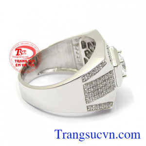 Sản phẩm với thiết kế mới lạ, mang lại phong cách thời trang, đẳng cấp và mạnh mẽ Nhẫn vàng trắng nam quyền lực