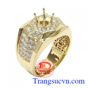 Ổ nhẫn nam kim cương đẳng cấp vàng 18k gắn 64 viên kim cương cao cấp tạo nên sự đẳng cấp cho sản phẩm