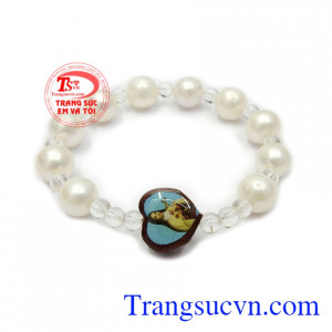 Chuỗi tay mân côi may mắn chế tác bằng ngọc trai màu sắc đẹp, chất lượng cao