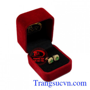 Hoa tai nữ Emerald sang trọng vàng 14k