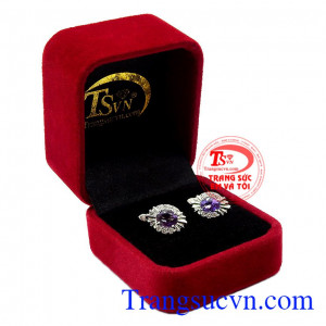 Hoa tai thạch anh tím thời trang