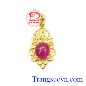 Mặt dây chuyền ruby sang trọng vàng 14k bền đẹp, chất lượng đá cao cấp, có giấy kiểm định đảm bảo