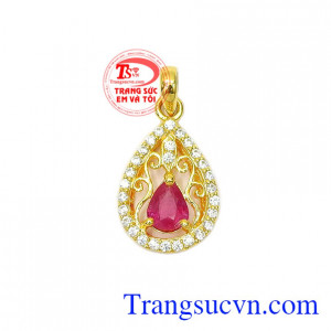 Mặt dây chuyền ruby tình yêu chế tác bằng vàng 14k gắn ruby thiên nhiên bền đẹp, chất lượng, có giấy kiểm định đảm bảo