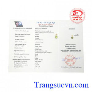 Mặt dây peridot tinh tế được bảo hành uy tín, giao hàng toàn quốc.