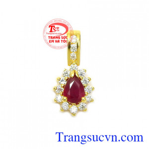 Mặt dây ruby thịnh vượng bọc vàng 14k bền đẹp, chất lượng, có giấy kiểm định đảm bảo