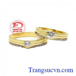 Nhẫn cưới vàng thanh lịch là sản phẩm được chế tác tỉ mỉ, tinh tế từ vàng 10k,Nhẫn cưới vàng thanh lịch