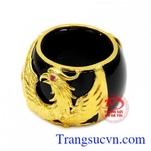 Nhẫn nam mã não phượng hoàng vàng 14k đeo hợp thời trang giao hàng trên toàn quốc.