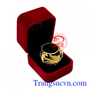 Nhẫn nam mã não phượng hoàng
