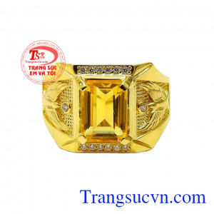 Sự kết hợp hoàn hảo mang đến vẻ nam tính, mạnh mẽ cho phái mạnh,Nhẫn nam thạch anh vàng đẳng cấp