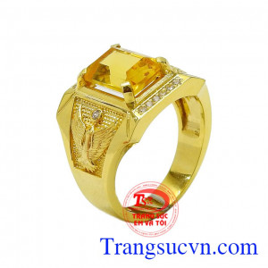 Nhẫn nam thạch anh vàng đẳng cấp vàng tây 10k được chế công nghệ cao, đường nét tinh xảo,Nhẫn nam thạch anh vàng đẳng cấp