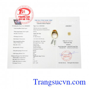 Nhẫn nam thạch anh vàng