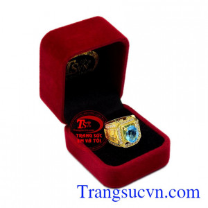 Nhẫn nam Topaz rồng phượng 14k