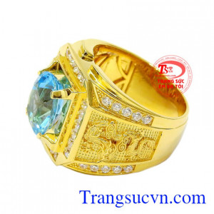 Nhẫn nam Topaz sẽ là sản phẩm ưa chuộng của nam giới, phù hợp cho những người mang mệnh Thủy và Mộc. Nhẫn nam Topaz rồng phượng
