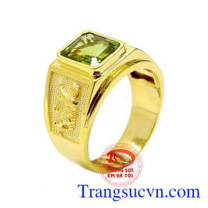 Nhẫn nam vàng Peridot tuổi Dần là sản phẩm được chế tác tinh xảo bằng công nghệ 3D mang lại vẻ đẹp sang trọng và nam tính,Nhẫn nam vàng Peridot tuổi Dần