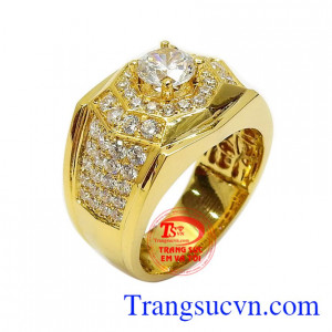 Nhẫn nam vàng tây thịnh vượng 18k chế tác theo công nghệ 3D cao cấp, đường nét tinh xảo, sắc nét