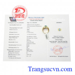 Nhẫn nam vàng Topaz xanh nước biển