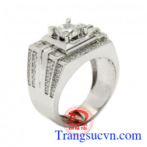 Nhẫn nam vàng trắng quý ông nhập khẩu nguyên chiếc từ Hàn Quốc, kiểu dáng đẹp, chất lượng cao,Nhẫn nam vàng trắng quý ông