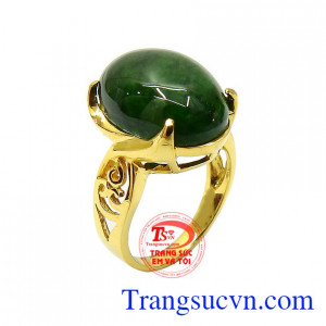 Nhẫn nữ vàng cẩm thạch bình an vàng 14k gắn ngọc cẩm thạch thiên nhiên đường nét tinh xảo, mới lạ, có giấy kiểm định đá đảm bảo