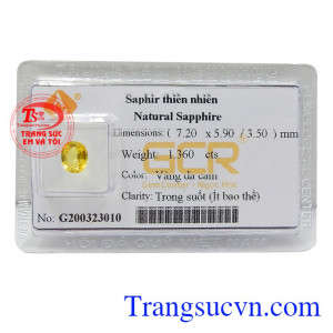 Sapphire vàng ép vỉ công danh phù hợp làm mặt dây chuyền, mặt nhẫn hoặc hoa tai đeo thời trang, quý phái và sang trọng