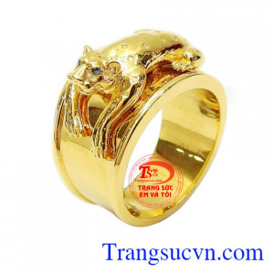Nhẫn nam báo vàng tây vàng 18k chế tác công nghệ 3D cao cấp đường nét tinh xảo, độc đáo