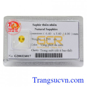 Sapphire vàng ép vỉ sang trọng mang vẻ đẹp của ánh mặt trời mang lại bình an, tài lộc và may mắn cho con người