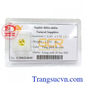 Sapphire vàng ép vỉ trí tuệ màu sắc đẹp, chất lượng cao, có giấy kiểm định đá quý đảm bảo