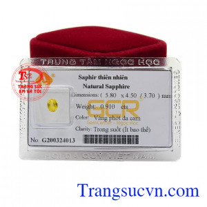 Vì vậy, Sapphire vàng ép vỉ trung thành thường được sử dụng gắn lên trang sức cưới, hoặc làm quà tặng cho một nửa yêu thương
