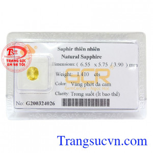 Sapphire vàng thiên nhiên tài lộc màu sắc đẹp tươi sáng, chất lượng đá đảm bảo