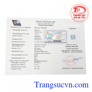 Sản phẩm có giấy kiểm định đá quý. Aquamarin thiên nhiên ép vỉ