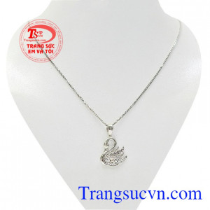Bộ dây chuyền thiên nga dịu dàng vàng trắng 10k kiểu dáng sang trọng, tinh tế