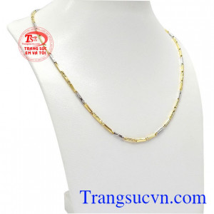Dây chuyền kết hợp vàng màu và vàng trắng tạo nên nét độc đáo, cá tính,Dây chuyền nam danh vọng