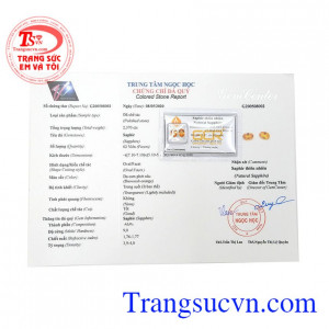 Được kiểm định đá quý. Đôi bông tai sapphire vàng