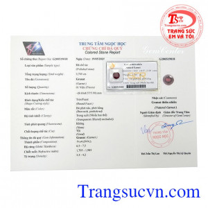 Sản phẩm có giấy kiểm định đá quý. Granat thiên nhiên hộ mệnh