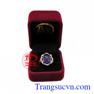 Nhẫn nữ bạc thạch anh tím đẹp