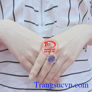 Nhẫn nữ bạc thạch anh tím đẹp thủy chung.