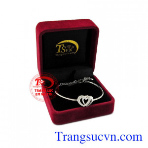Vòng tay vàng trắng trái tim