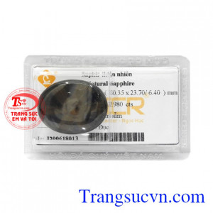 Đá Sapphire ép vỉ lộc phát được chế tác từ đá Sapphire thiên nhiên tạo hình bắt mắt, có giấy kiểm định đá quý.