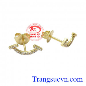 Sản phẩm chế tác từ vàng 10k nhập khẩu hoàn toàn từ Hàn Quốc,Hoa tai vàng smile