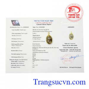 Mặt thạch anh tóc sang trọng có giấy kiểm định đá quý.