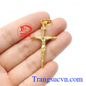 Mặt dây dễ dàng kết hợp với nhiều loại dây chuyền tạo ra nhiều phong cách khác nhau,Mặt Thánh Giá Chúa-Vàng 10k