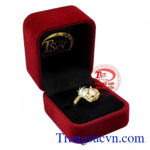 Kết hợp thêm đá Ruby - loại đá được biết đến với khả năng xua đuổi các loại bệnh tật, đem lại may mắn, tài lộc cho chủ nhân,Nhẫn nam vàng rồng đính Ruby