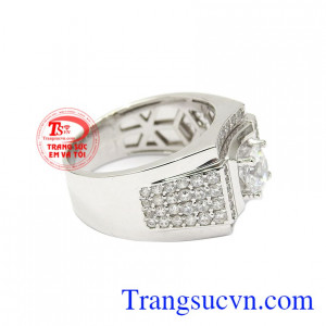 Nhẫn nam vàng trắng bản lĩnh