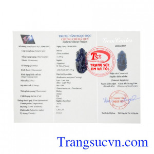 Phật quan âm Sapphire an yên thiên nhiên, có giấy kiểm định đá quý kèm theo.