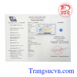 Đây là món quà mang ý nghĩa may mắn, phúc lộc dành cho người thân, bạn bè. Viên đá Topaz an lành sang trọng.