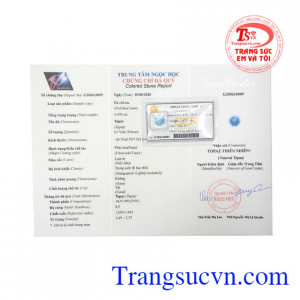 Không những vậy đeo trang sức đính đá Topaz giúp người đeo khẳng định bản thân, sang trọng. Viên đá Topaz cát tường